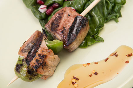 Sweet and Sour Tuna Shishkabob Skewers with Pomegranite